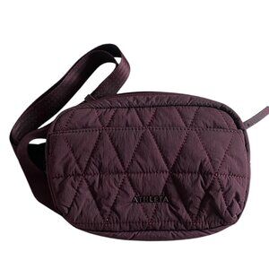 ATHLETA Burgundy Quilted Belt Crossbody Bag